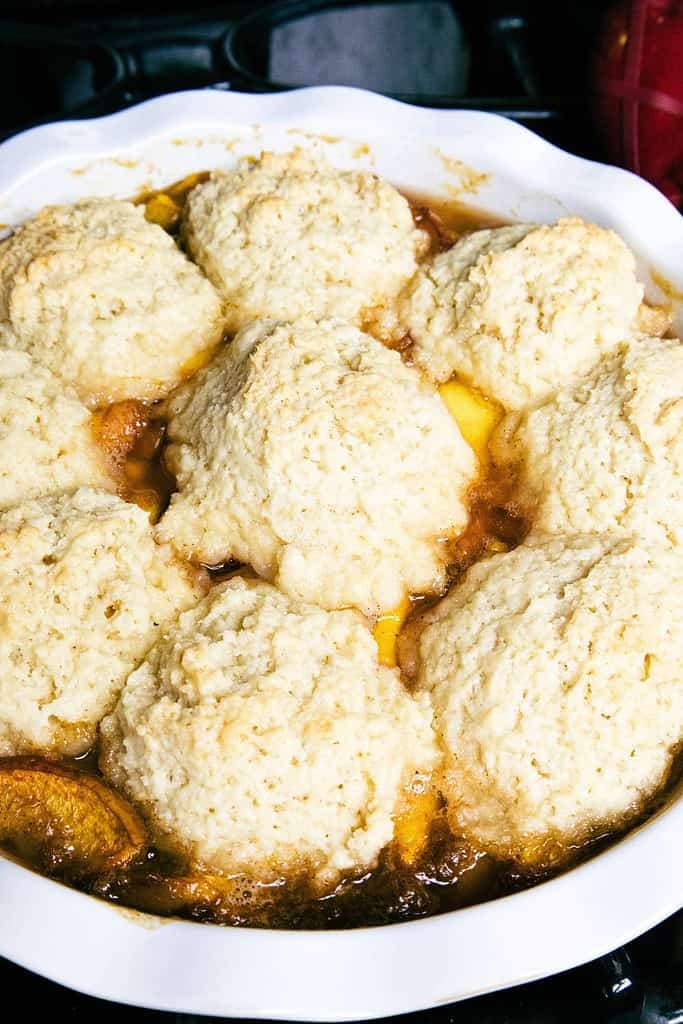 Sugar Free Peach Cobbler With Easy Drop Biscuits