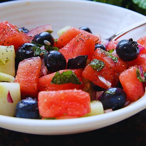 blueberry cucumber watermelon salad