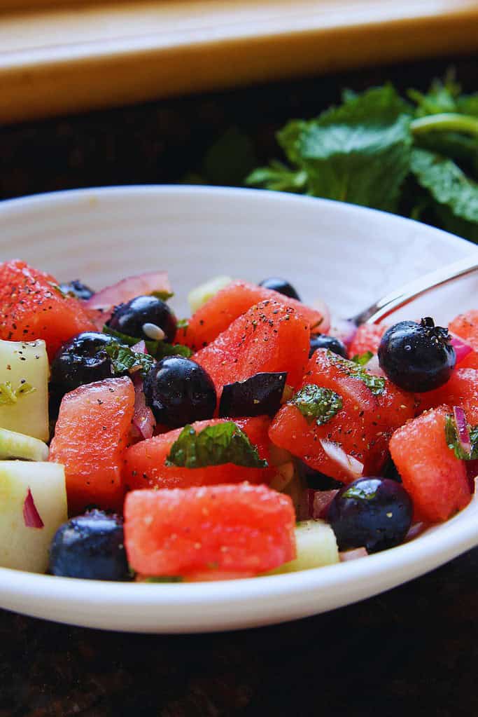 blueberry cucumber watermelon salad
