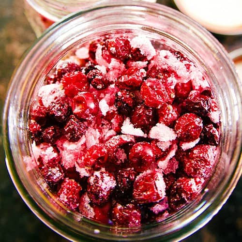 dried cranberries in a mason jar