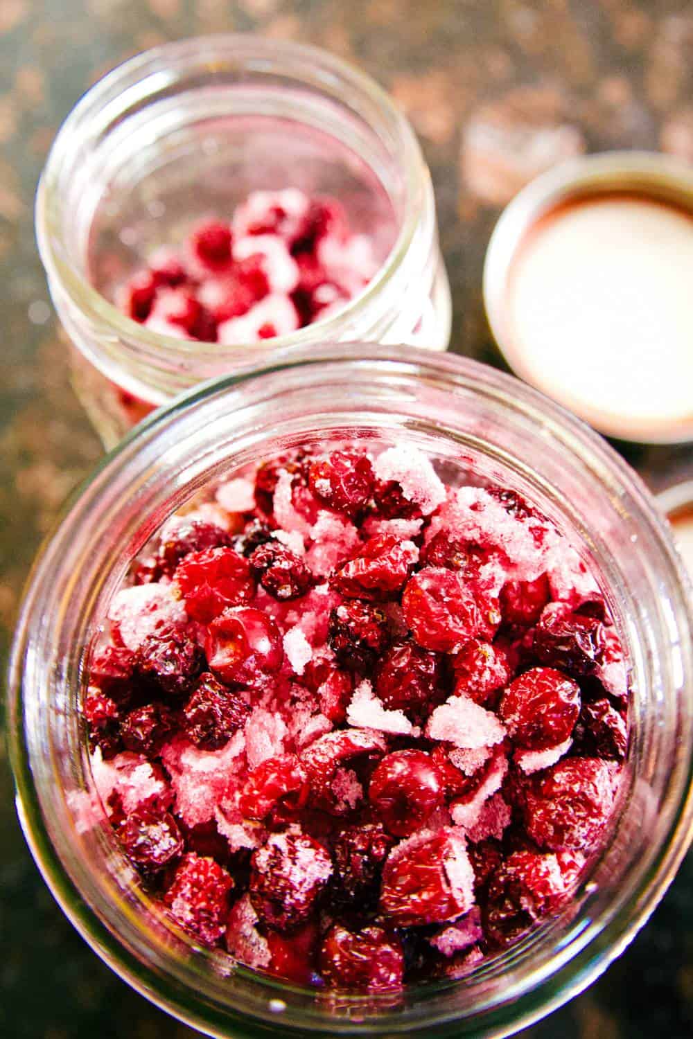 dried cranberries in a mason jar