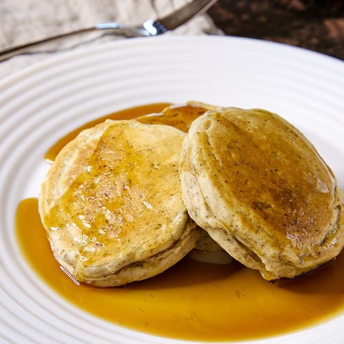 vegan sourdough pancakes maple syrup