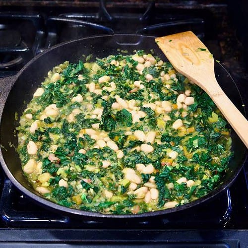 white-beans-and-swiss-chard-sauté-pan-stove