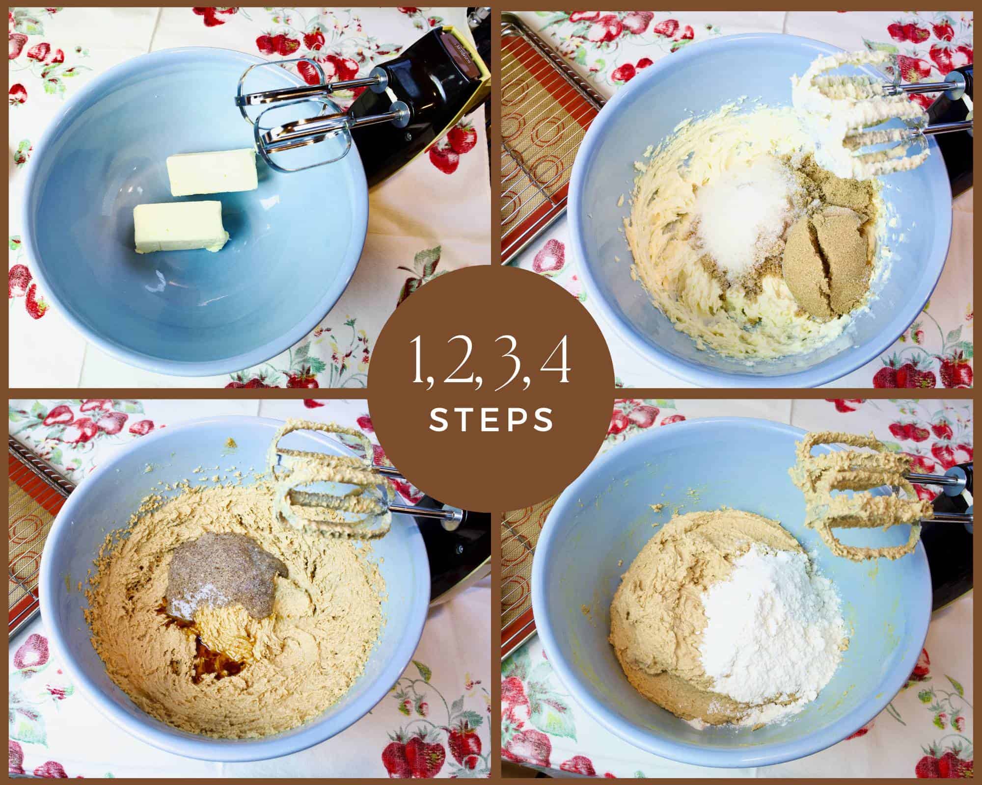 four-pictures-showing-the-process-of-making-dairy-free-peanut-butter-cookies