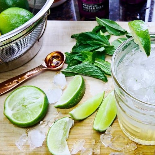 ginger beer mocktail with mint and lime