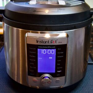 closed instant pot with settings displayed