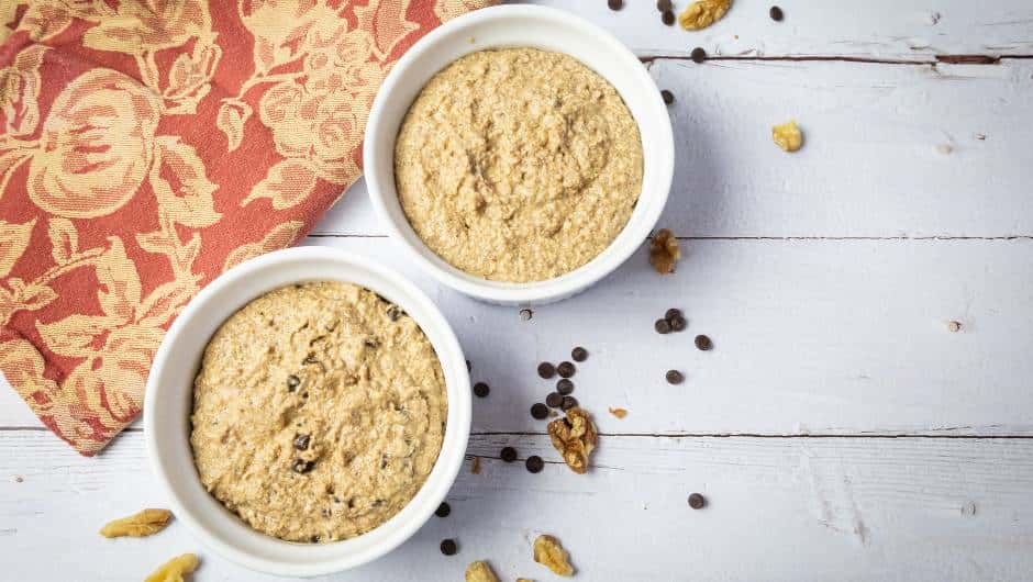 applesauce oatmeal mixture in two ramekins