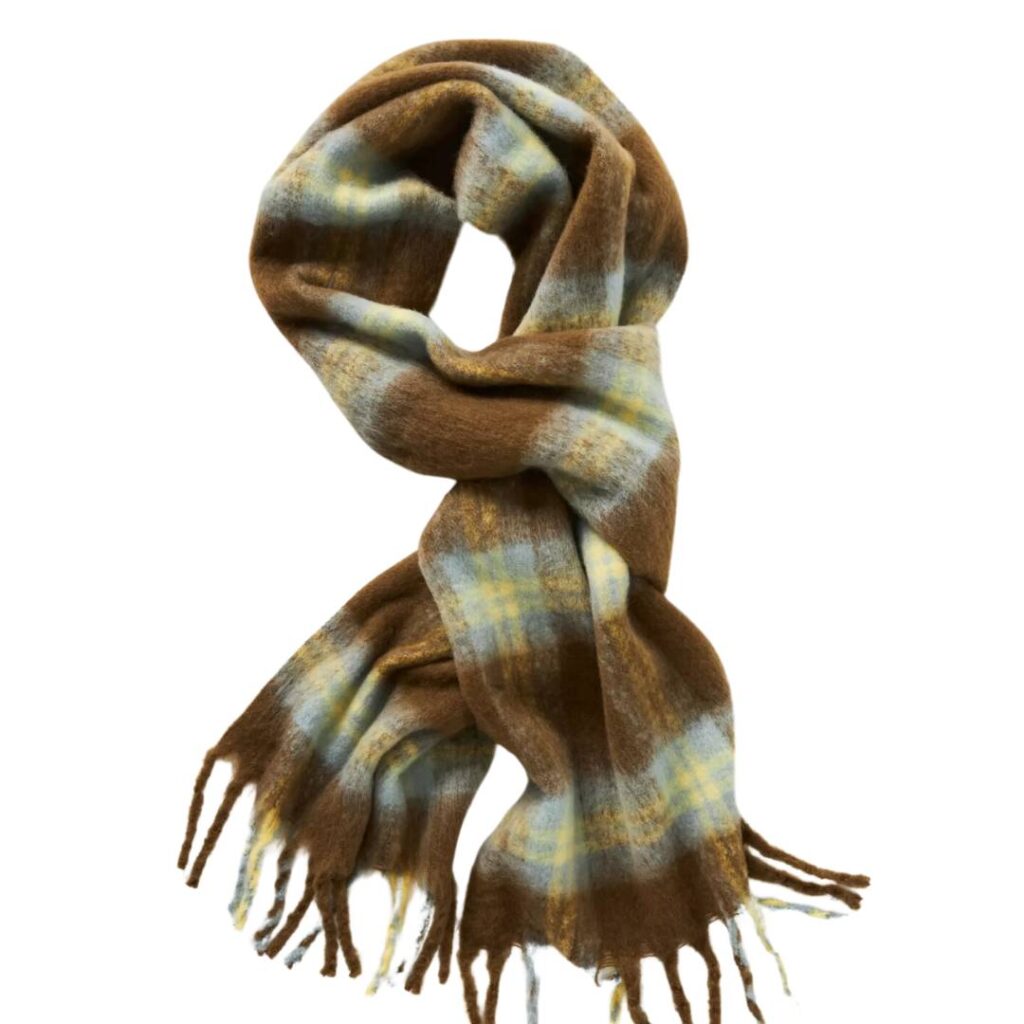 soft plaid brown and green scarf