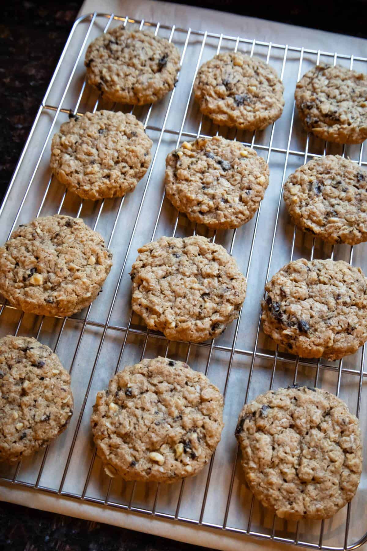 cherry-walnut-oatmeal-cookies-cooling-on-a-rack