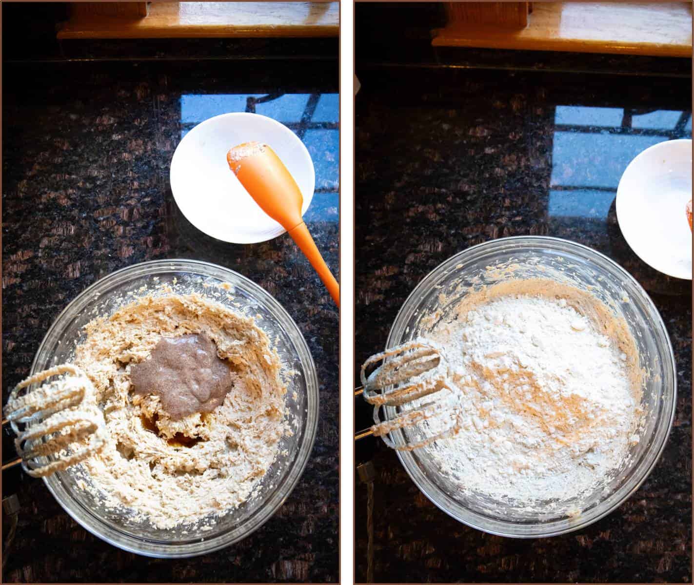 steps-three-and-four-making-oatmeal-cookies-blend-flax-and-flour