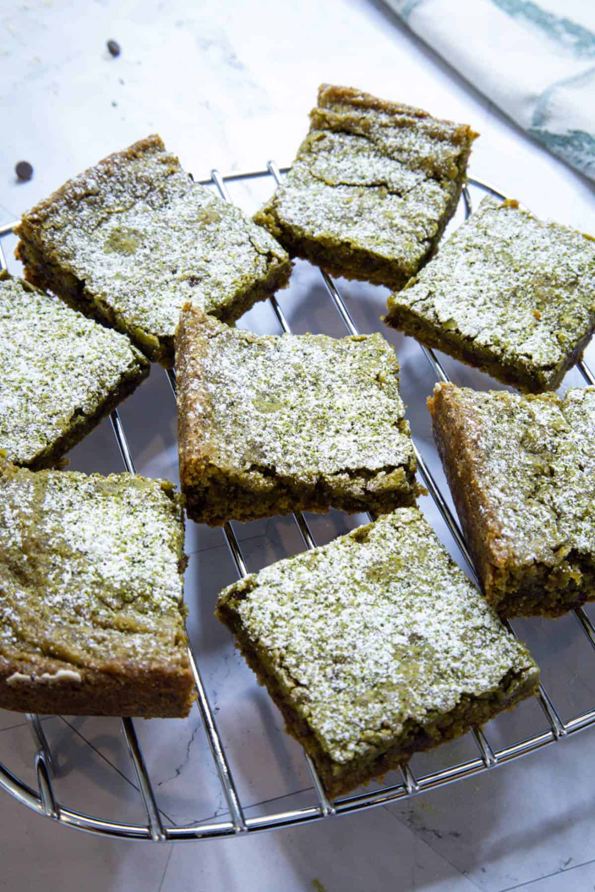 matcha-brownies-cooling-on-a-wire-rack